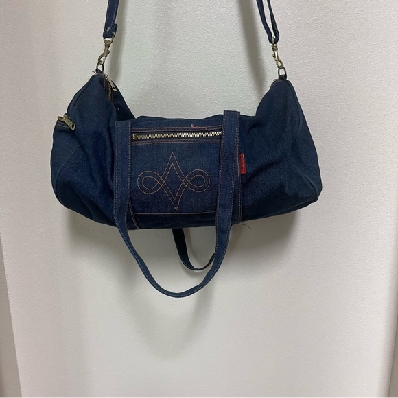 Denim Duffle Bag Vintage Made in Hong Kong - Picture 2 of 9